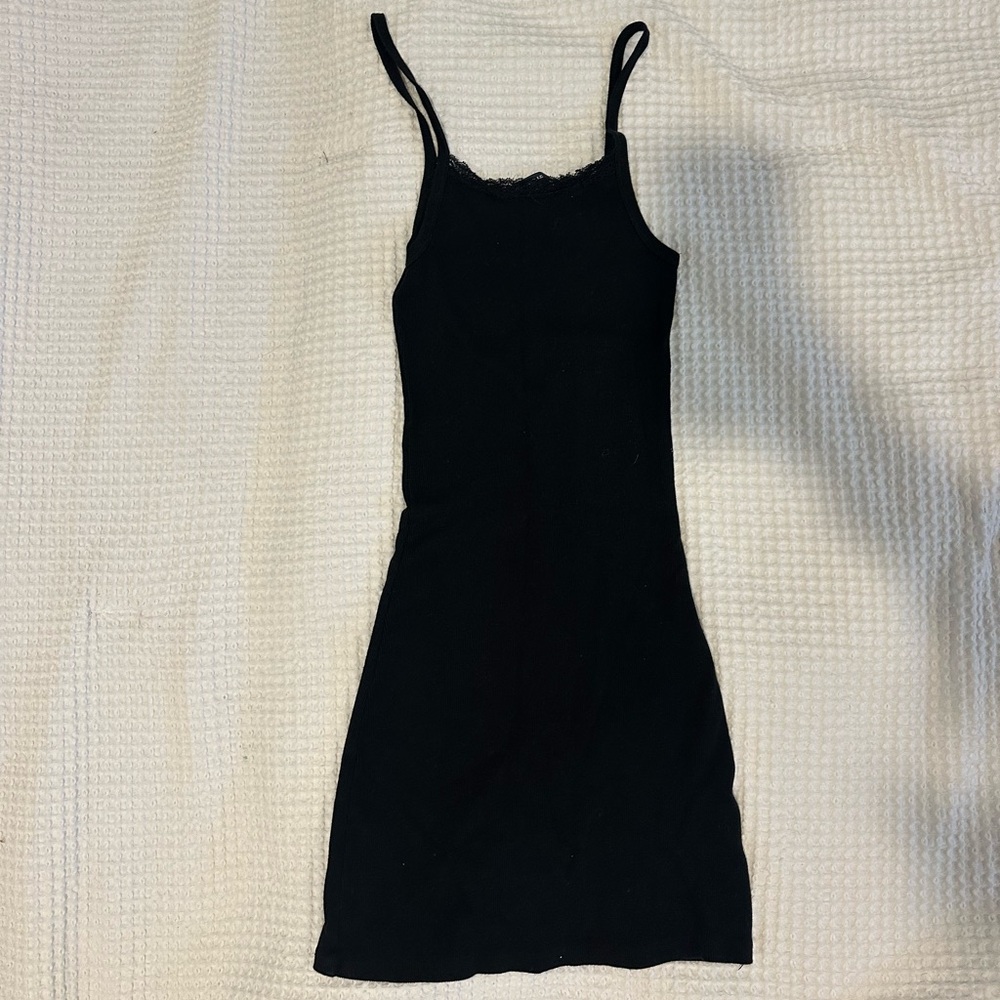Brandy Melville Black Lace-Edge Mini Slip Dress